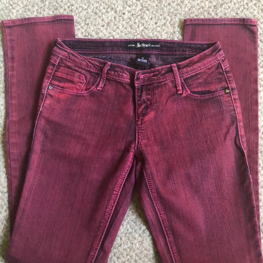 South Pole Rock N Roll Red Skinny Straight Jeans